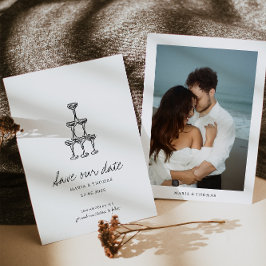 Moderne met de hand getekende huwelijksaankondigin save the date