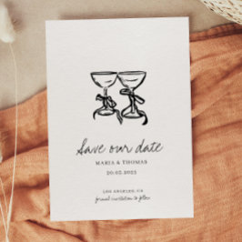 Moderne met de Hand Getekende Huwelijkskaart 'Save Save The Date