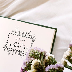 Moderne met de hand getekende lederen Ex Libris Na Rubberstempel