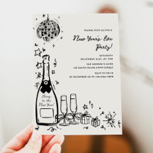 Moderne met de hand getekende oud-en-nieuwfeest