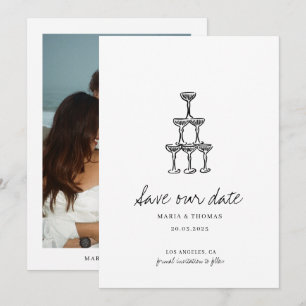 Moderne met de Hand Getekende Trouwkaart 'Save the Save The Date