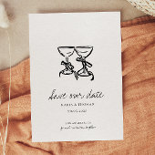 Moderne met de hand getekende trouwkaart "Save the Save The Date