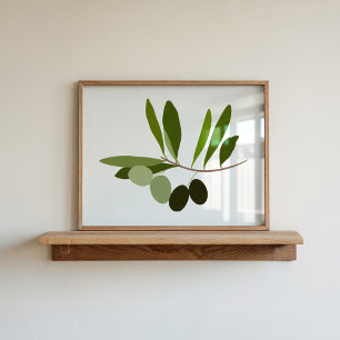 Moderne, met de hand geverfde gouache Olive Branch Poster