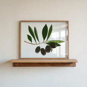 Moderne, met de hand geverfde gouache Olive Branch Poster