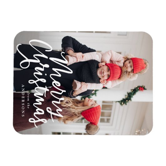 Moderne, met de hand uitgeruste, prettige kerstfot magneet (Horizontaal)