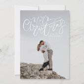 Moderne, met de hand uitgeruste prettige kerstfoto feestdagenkaart (Voorkant)