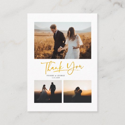 Moderne met de hand uitgezonden fotobruiloft Harte Visitekaartje (Voorkant)