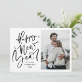 Moderne, met de hand uitgezonden nieuwjaarsfotokaa feestdagenkaart (Staand voorkant)