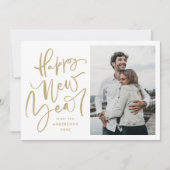 Moderne, met de hand uitgezonden nieuwjaarsfotokaa feestdagenkaart (Voorkant)