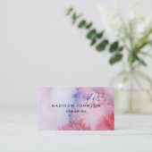 Moderne, met handbeschilderde waterverf blauwe roz visitekaartje (Staand voorkant)