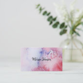 Moderne, met handbeschilderde waterverf blauwe roz visitekaartje (Staand voorkant)