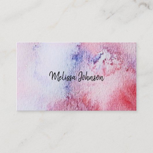 Moderne, met handbeschilderde waterverf blauwe roz visitekaartje (Voorkant)