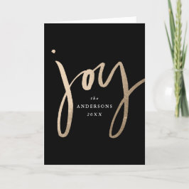 Moderne met handschrift Joy Black & Gold non-Photo Feestdagen Kaart