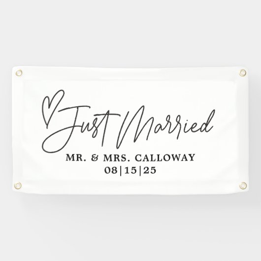 Moderne met hart alleen gehuwde autobanner spandoek (Horizontaal)