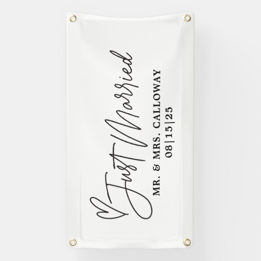 Moderne met hart alleen gehuwde autobanner spandoek (Verticaal)