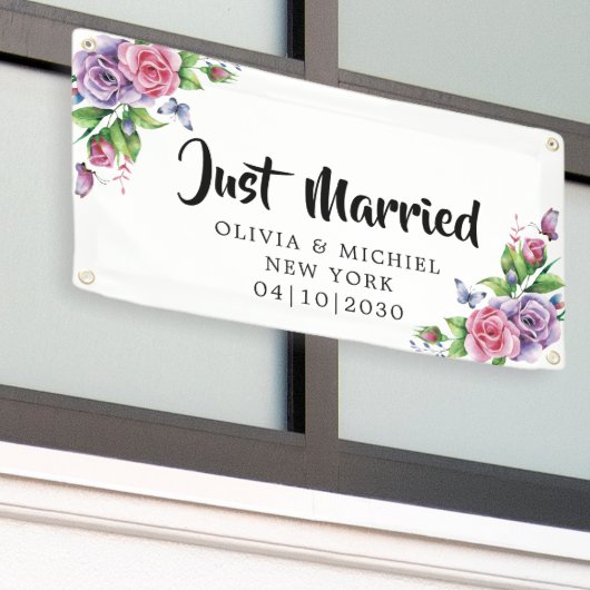 Moderne 'Met Hart Getrouwd' Auto Banner (Buitenkant Gebouw)