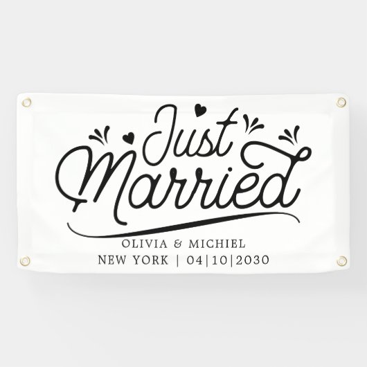 Moderne 'Met Hart Net Getrouwd' Auto Banner (Horizontaal)