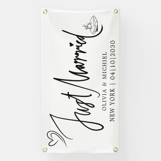Moderne 'Met Hart' Net Getrouwd Autobanner Spandoek (Verticaal)