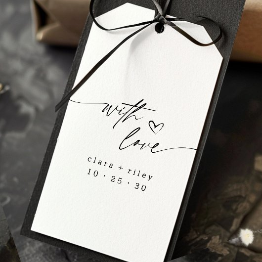 Moderne Met Liefde Elegant Script Hart Trouw  Cadeaulabel