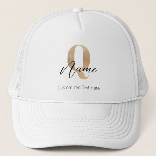Moderne, met monogram gegraveerde initiaal Q & naa Trucker Pet (Voorkant)