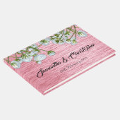 Moderne metaalroze en witte rozen bruiloft gastenboek (Hoek)