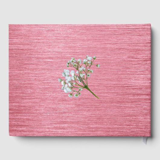 Moderne metaalroze en witte rozen bruiloft gastenboek (Achterkant)