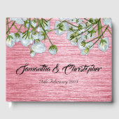 Moderne metaalroze en witte rozen bruiloft gastenboek (Voorkant)