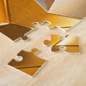 Moderne Metal Abstract Goud Zilver Geometrisch Legpuzzel (Zijkant)