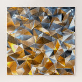 Moderne Metal Abstract Goud Zilver Geometrisch Legpuzzel (Horizontaal)