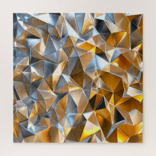 Moderne Metal Abstract Goud Zilver Geometrisch Legpuzzel