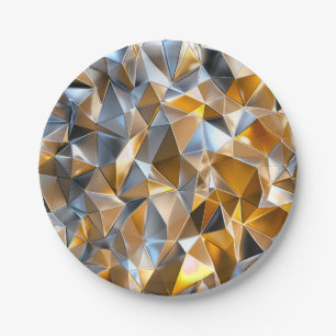 Moderne Metal Abstract Goud Zilver Geometrisch Papieren Bordje