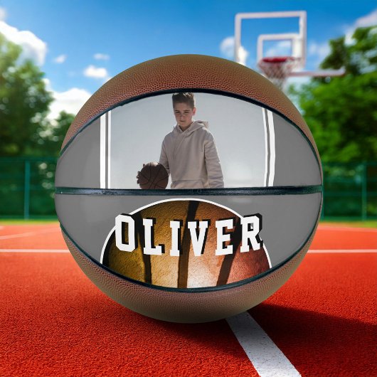 Moderne Metal Oranje Naam Foto Basketbal
