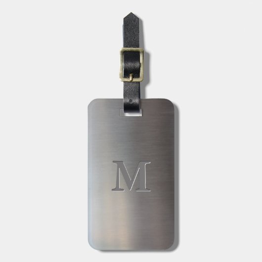 Moderne metalen blikmonogram bagagelabel (Voorkant verticaal)
