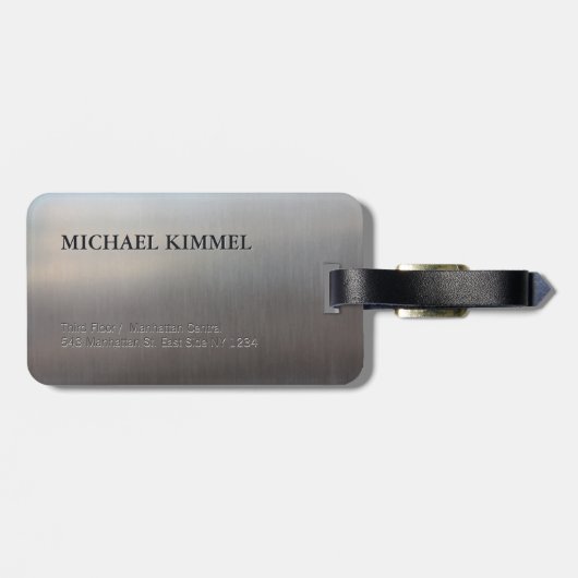 Moderne metalen blikmonogram bagagelabel (Achterkant horizontaal)