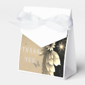 Moderne metalen gouden bloemige trouwuitnodiging bedankdoosjes (Voorkant Zijde)