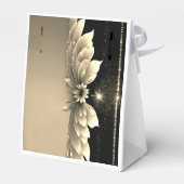 Moderne metalen gouden bloemige trouwuitnodiging bedankdoosjes (Achterkant)