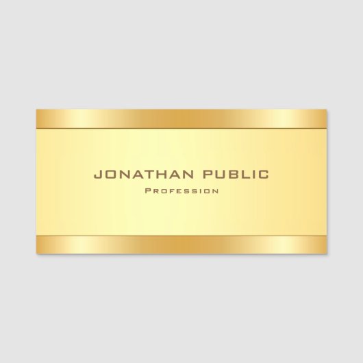 Moderne, metalen look Gold Professional Naamplaatje (Voorkant)