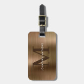 Moderne metalen monogram in penseelvorm bagagelabel (Voorkant verticaal)