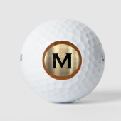 Moderne metalen monogram in penseelvorm golfballen (Voorkant)