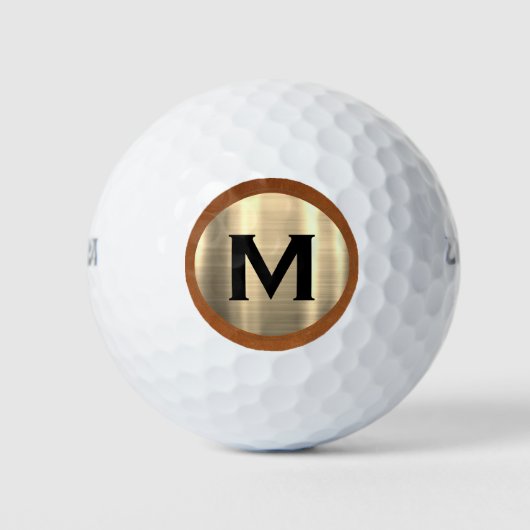 Moderne metalen monogram in penseelvorm golfballen (Voorkant)