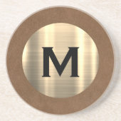 Moderne metalen monogram in penseelvorm zandsteen onderzetter (Voorkant)