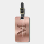 Moderne metalen Roos goudmonogram Bagagelabel (Voorkant verticaal)