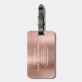 Moderne metalen Roos goudmonogram Bagagelabel (Achterkant verticaal)