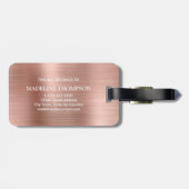 Moderne metalen Roos goudmonogram Bagagelabel (Achterkant horizontaal)