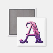 Moderne Metalen Rosemaling Letter A, Roze/Paars