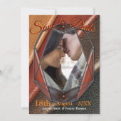 Moderne metalen textuur save the date (Voorkant)