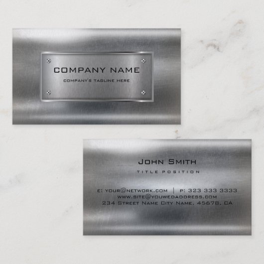 Moderne metalen zijden zilver Roestvrij staal Visitekaartje (Voorkant / Achterkant)