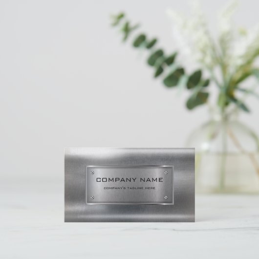 Moderne metalen zijden zilver Roestvrij staal Visitekaartje (Staand voorkant)