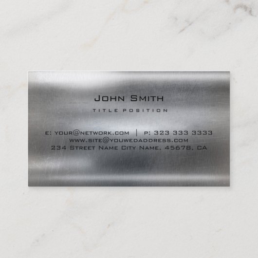 Moderne metalen zijden zilver Roestvrij staal Visitekaartje (Achterkant)