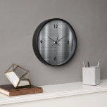 Moderne, metalen zilver<br><div class="desc">Moderne,  metalen,  zilverkleurige,  minimalistische typografische nummers Home Kantoor Kitchen Living Room Klok</div>